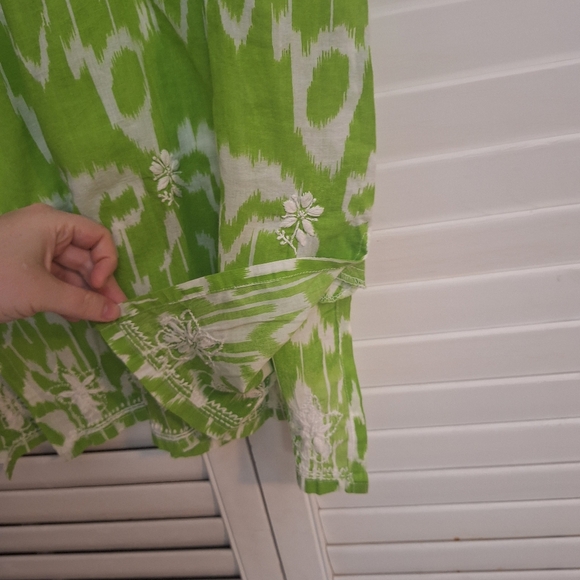 Gretchen Scott Designs Lime Green Embroidered Cotton Tunic Dress - Picture 3 of 8